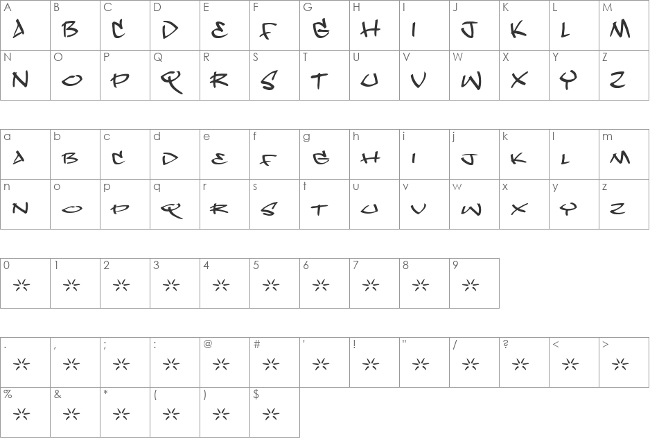 Dope Jam font character map preview