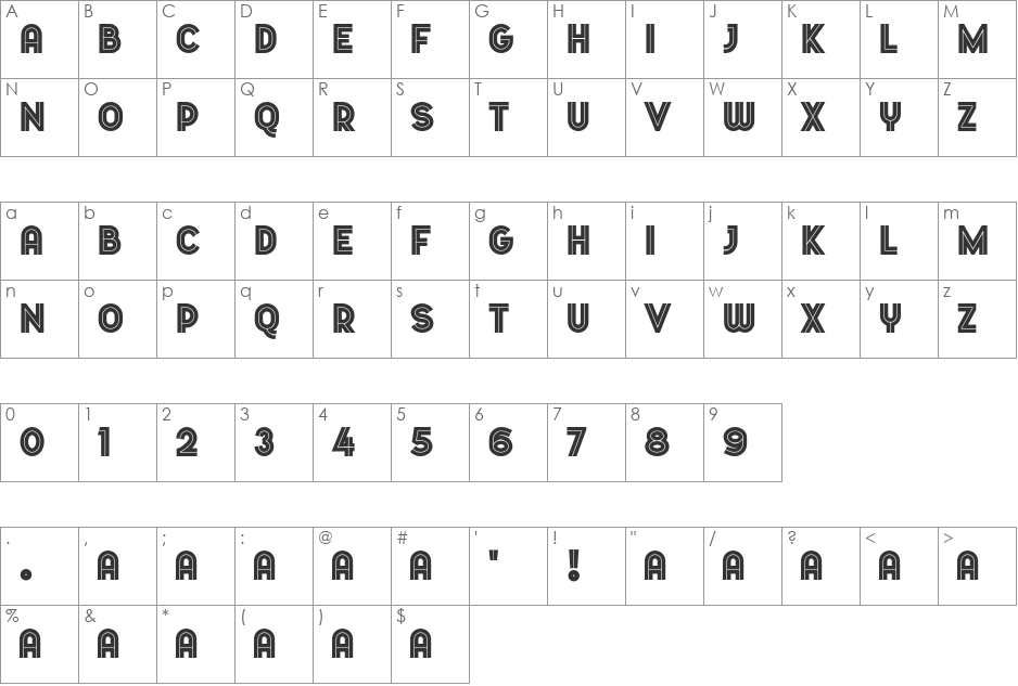 Dopest by MARSNEV font character map preview