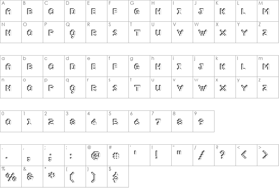 Dopil font character map preview