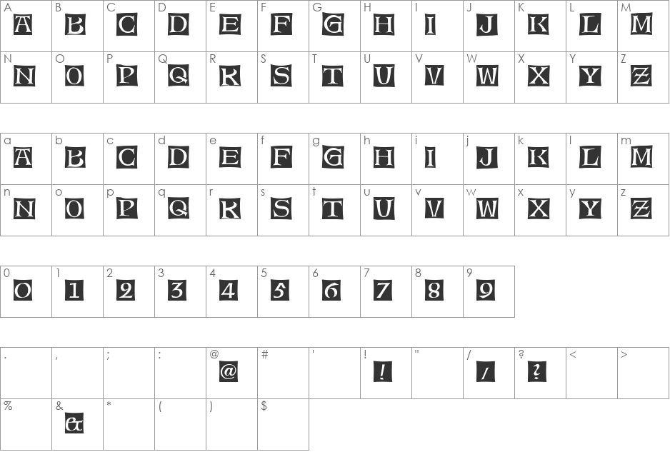 Alte Caps font character map preview