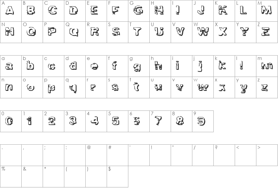 Doppelganger Rough font character map preview