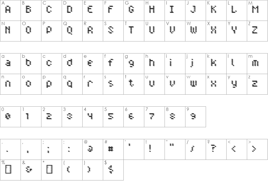 Doppler font character map preview