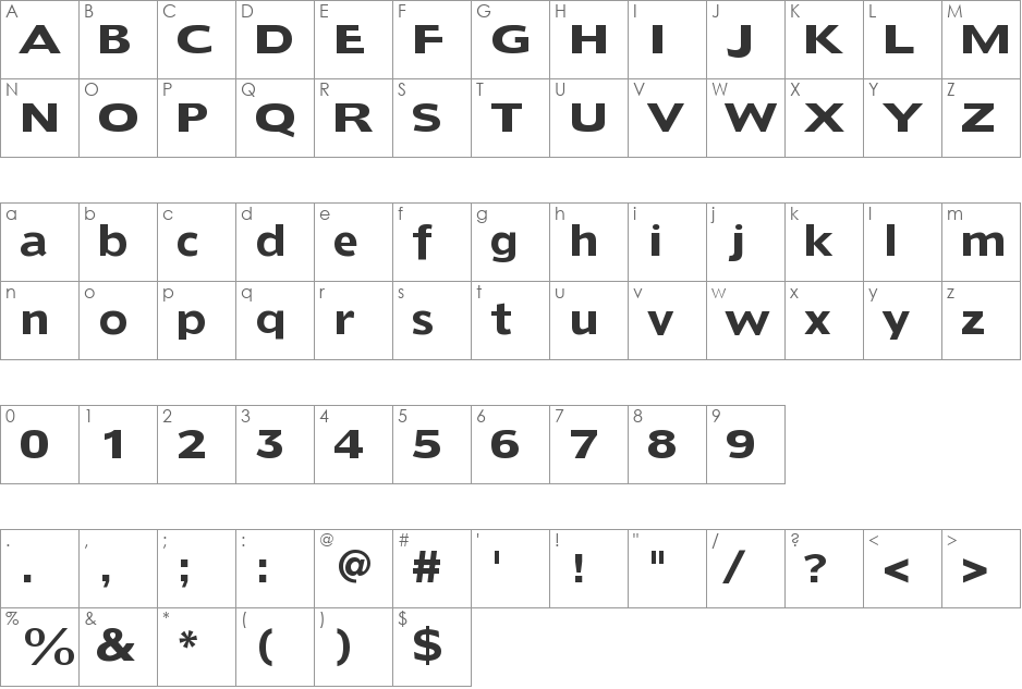 DoradoHeadline font character map preview