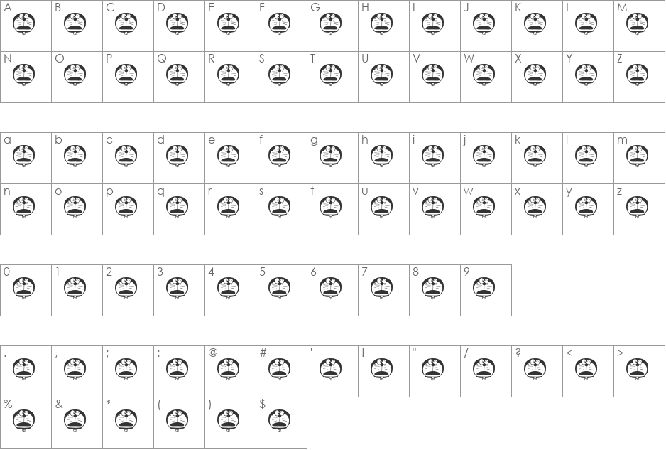 Doraemon font character map preview