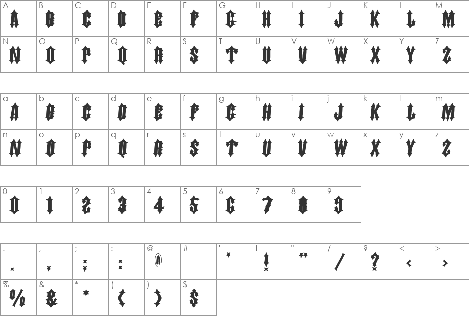 DornspitzGrotesk font character map preview
