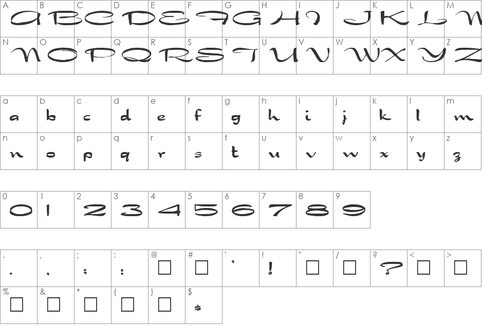 DOROSIA font character map preview