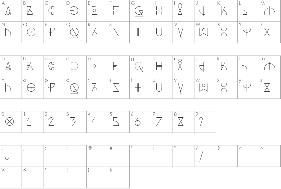 Dos Amazigh font character map preview