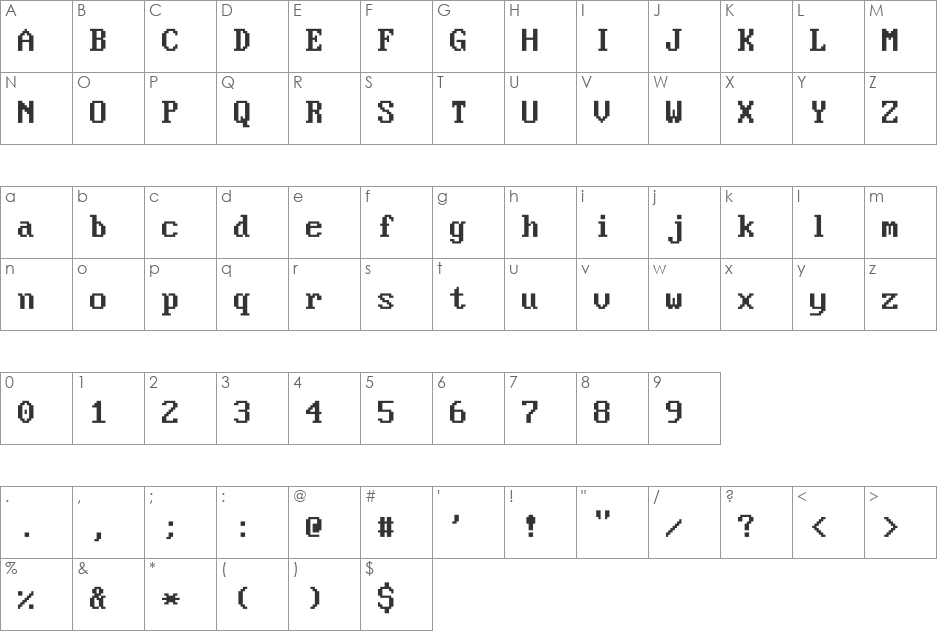 DOSEGA font character map preview