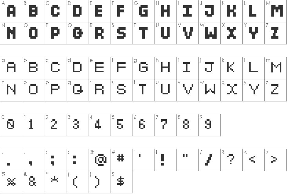 DOSUKOI font character map preview