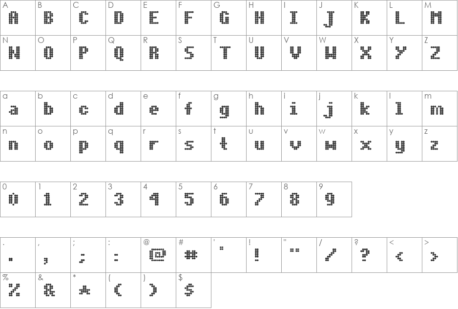 Dot Matrix font character map preview