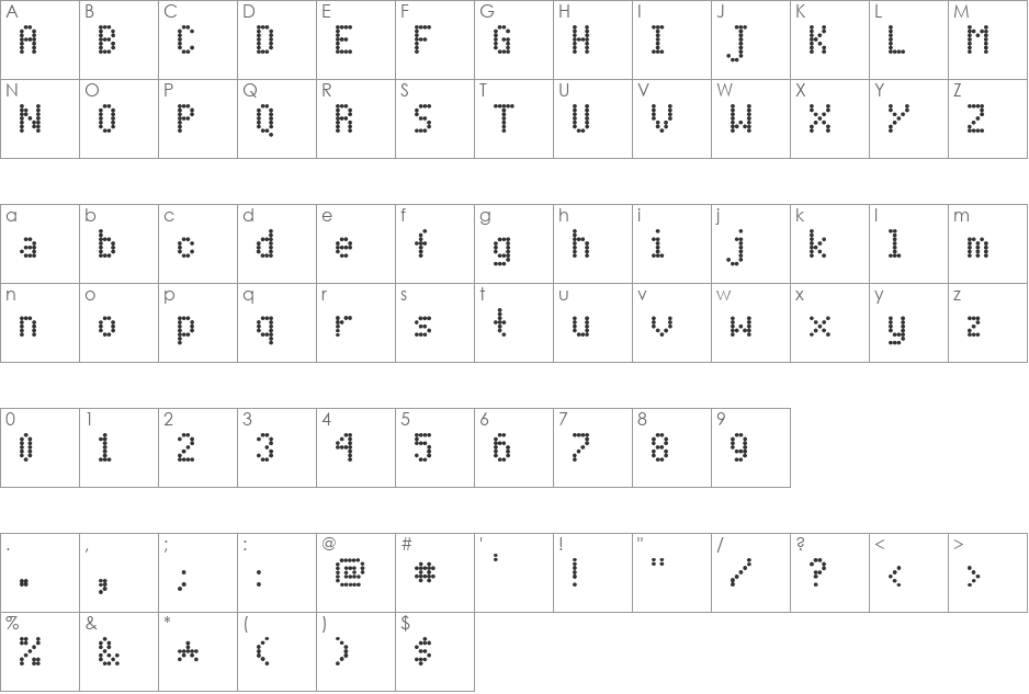 Dot Matrix font character map preview