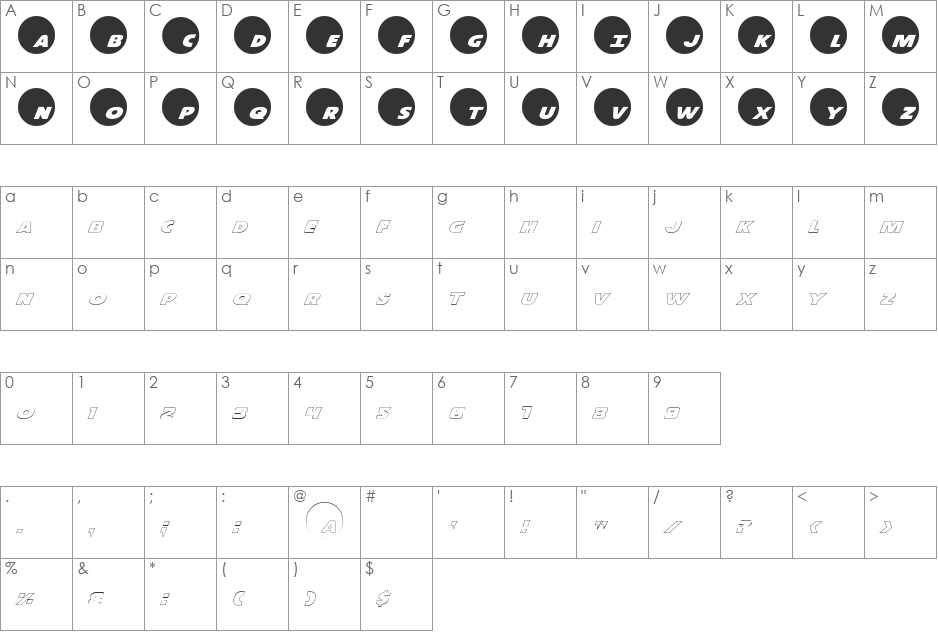 Dot.com Pro font character map preview