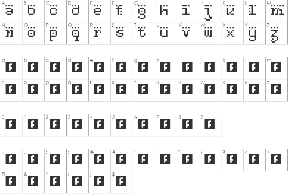 dot.nic font character map preview