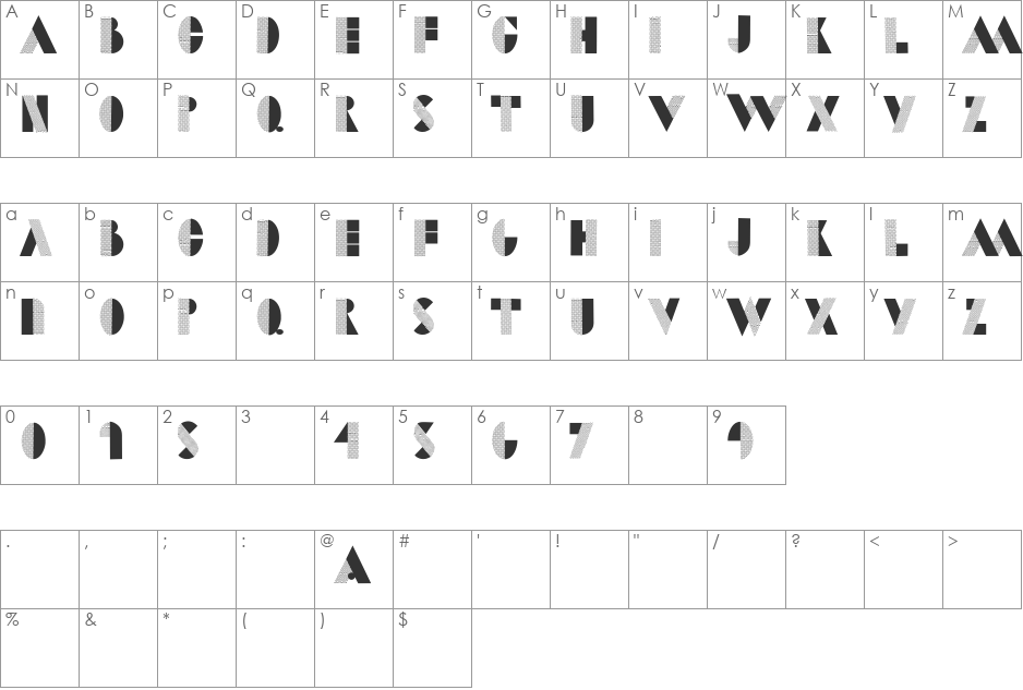 DotCapsMK font character map preview