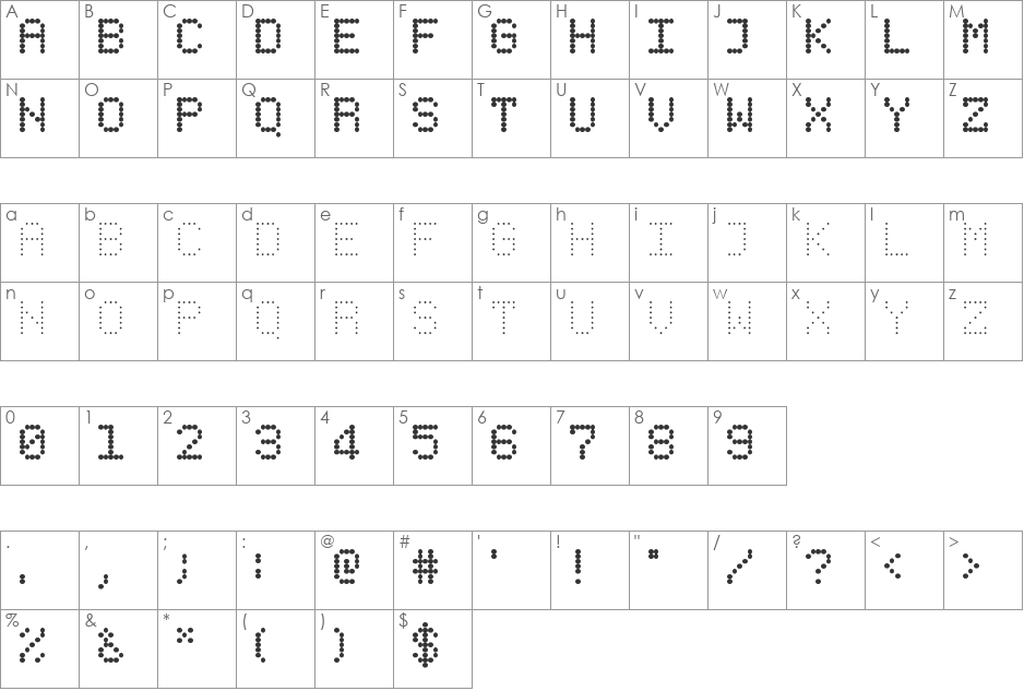 DotDot font character map preview