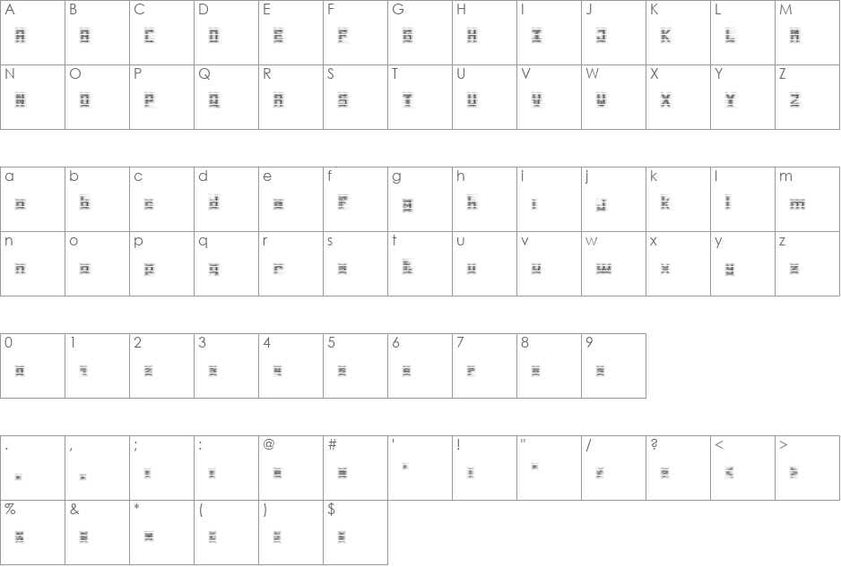 dotgrid font character map preview