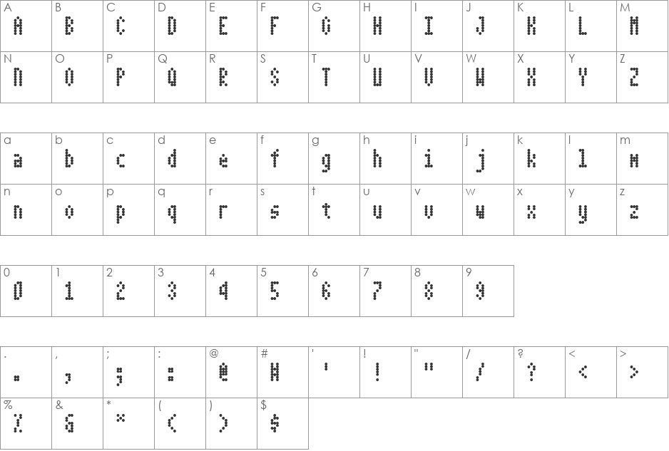 Dotimatrix 3 font character map preview