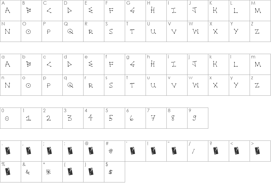 DotLine font character map preview