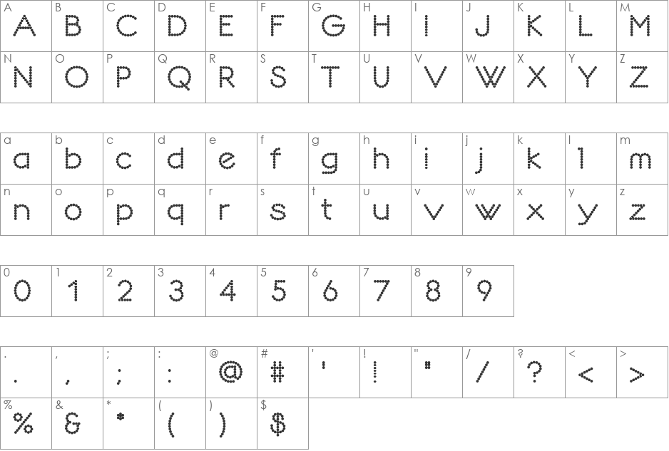 Dotline font character map preview