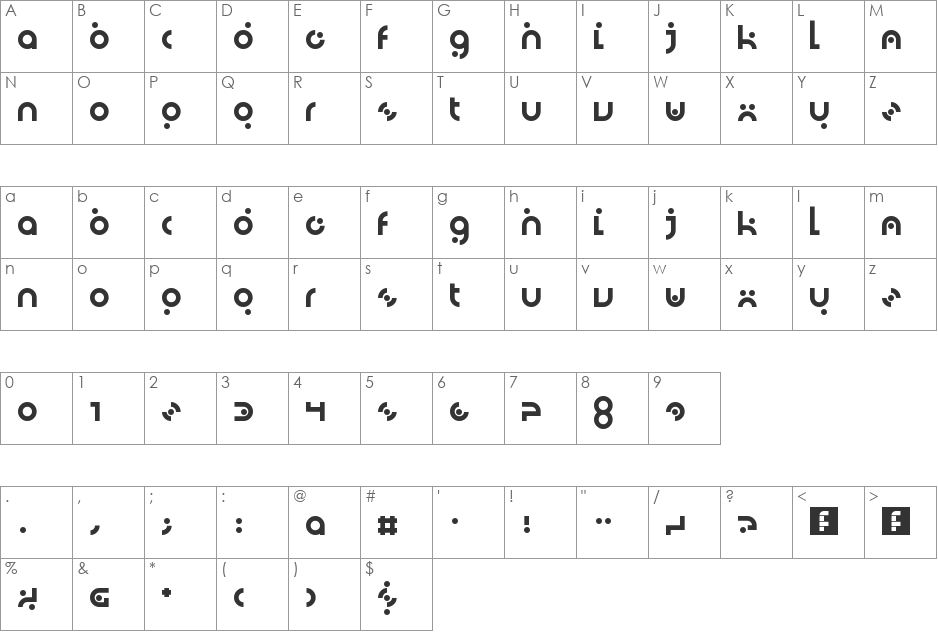 DotLirium font character map preview