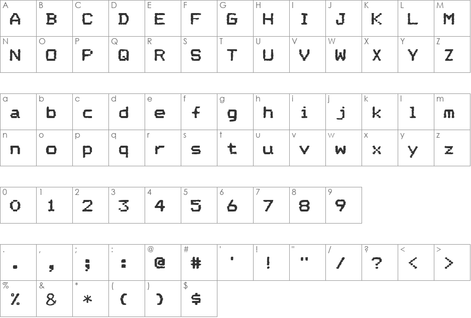 DotMatrix font character map preview