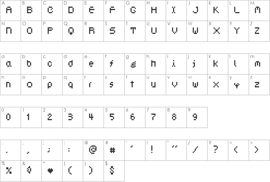 Dotphoria font character map preview