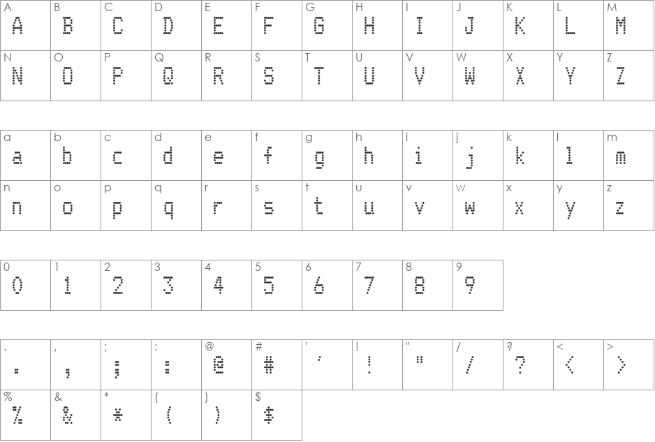 Dotrice Condensed font character map preview