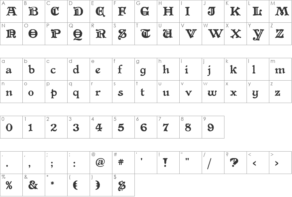 Altenglisch MF font character map preview