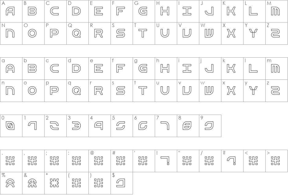 Douar font character map preview
