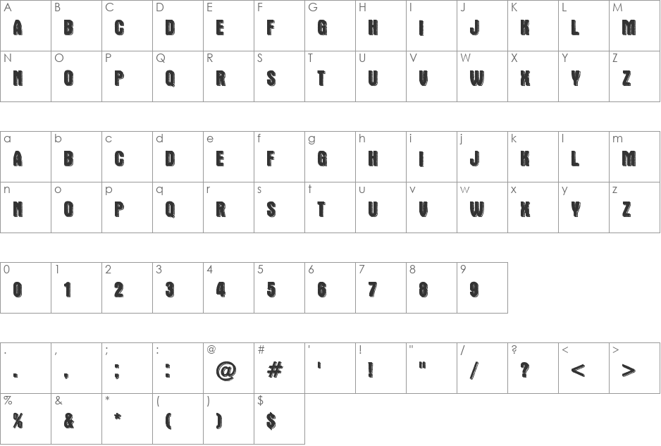 Double Slug font character map preview