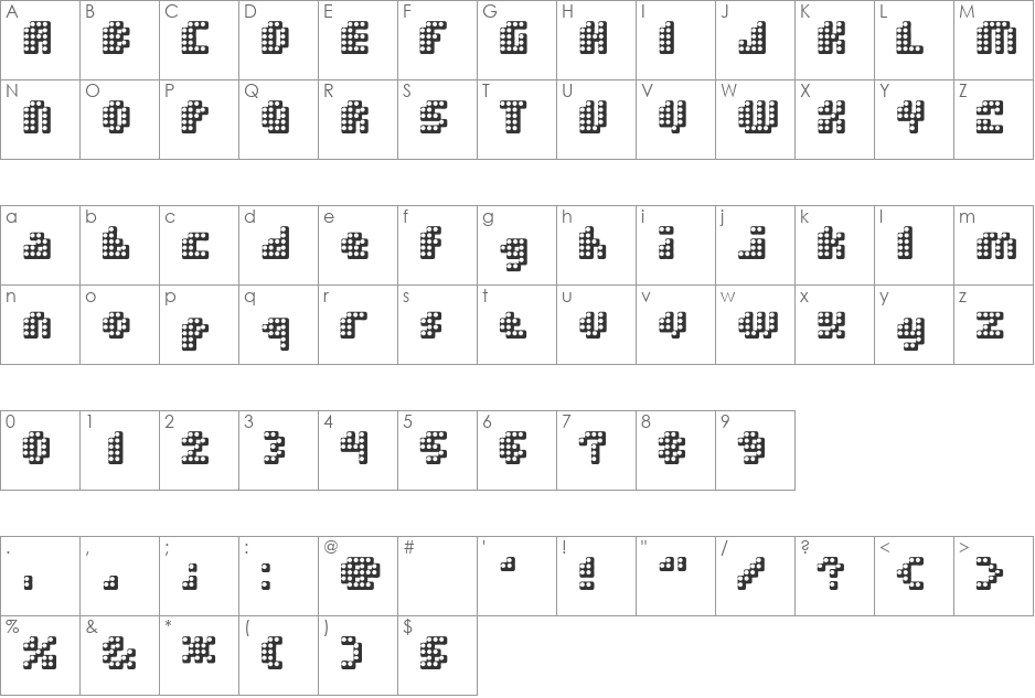 Double Strike font character map preview