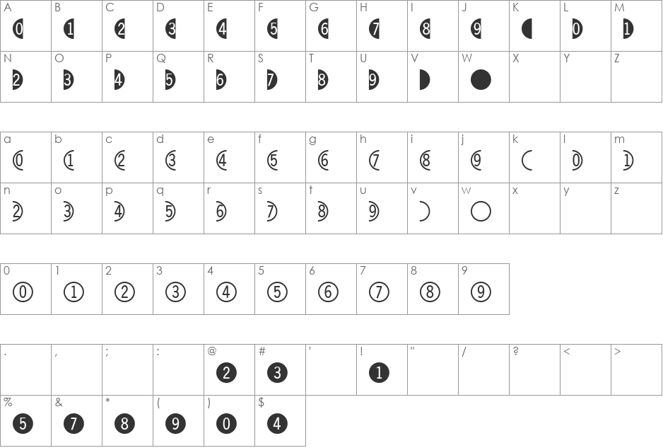 DoubleDigits font character map preview