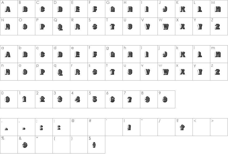 DoubleFaces font character map preview