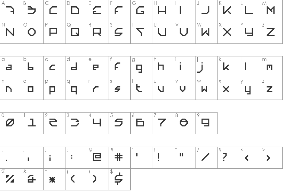 Altera font character map preview