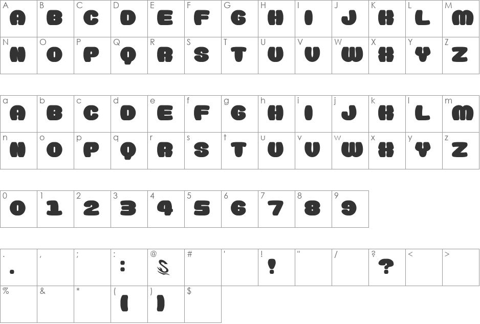 Doughnut Monster__G font character map preview