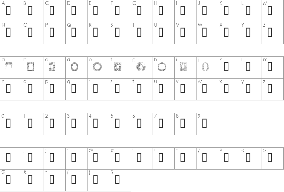 Dover Floral font character map preview