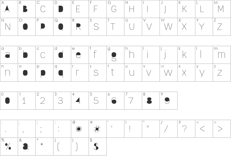AlterEclipse font character map preview
