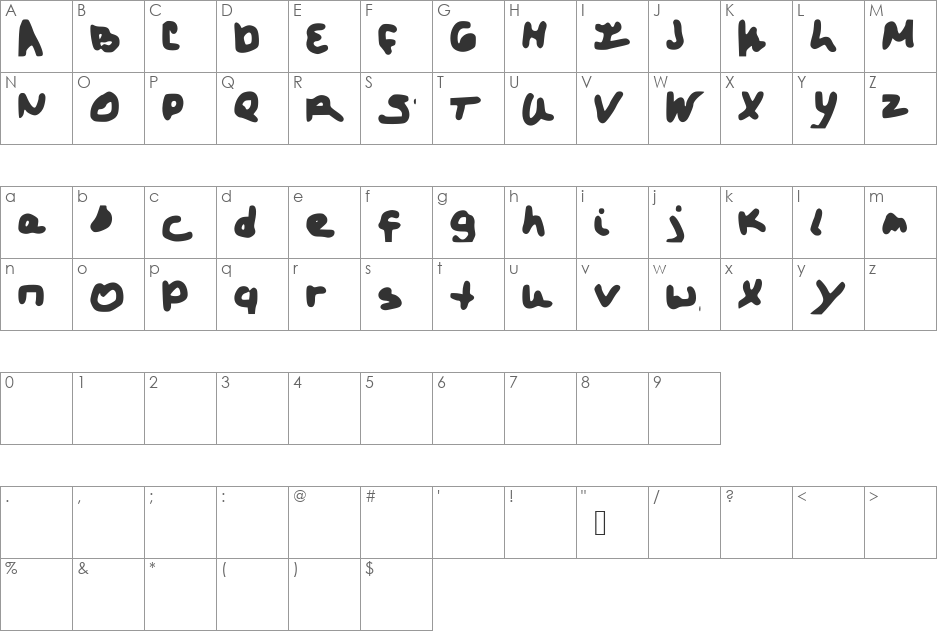 DoYouRelize font character map preview