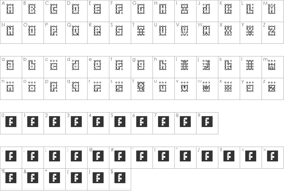 Dozen Dotted Letters font character map preview