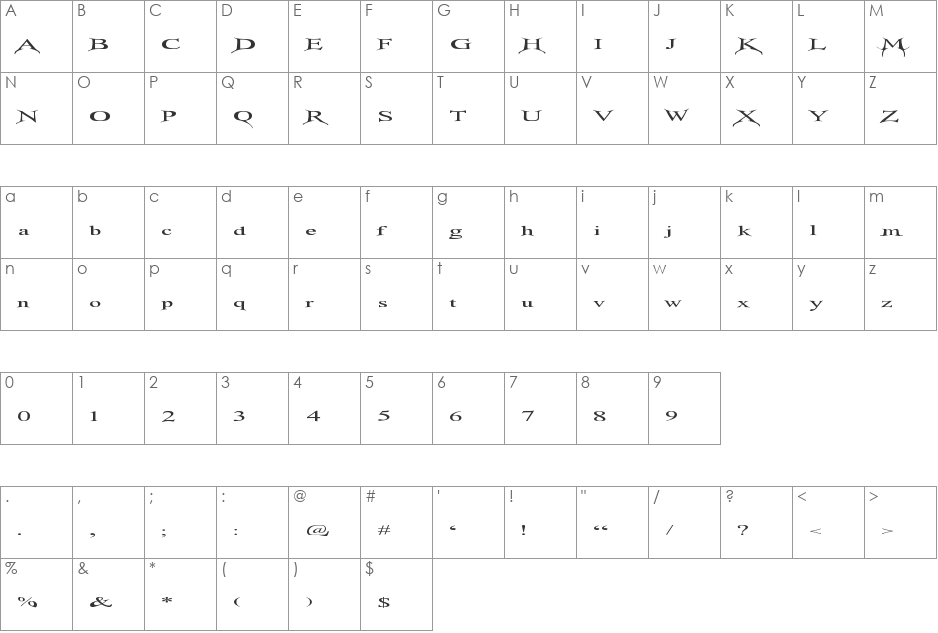 Altered State font character map preview