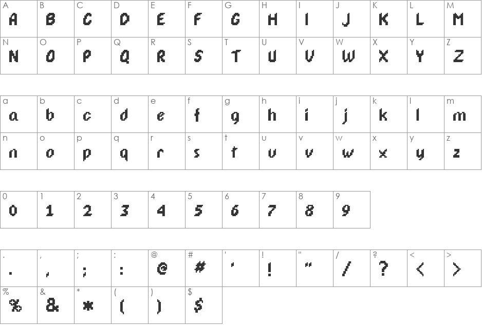 DPComic font character map preview