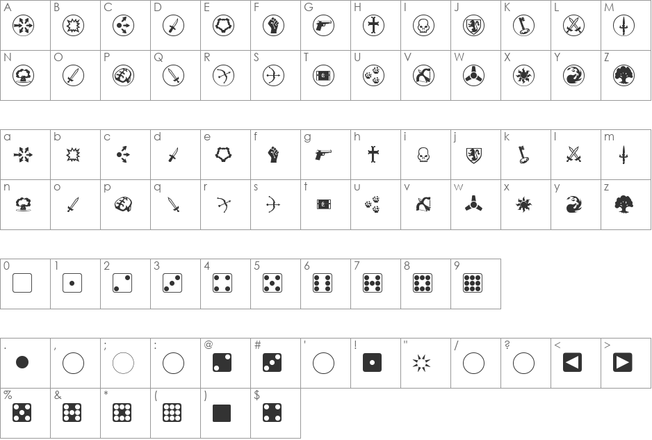 dPoly Tetrahedron font character map preview