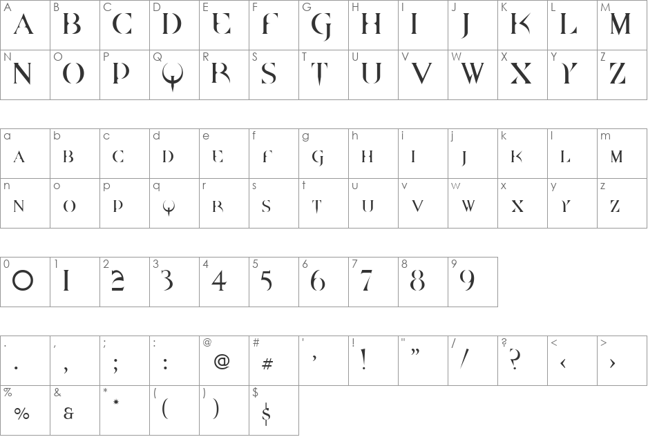 DpQuake font character map preview