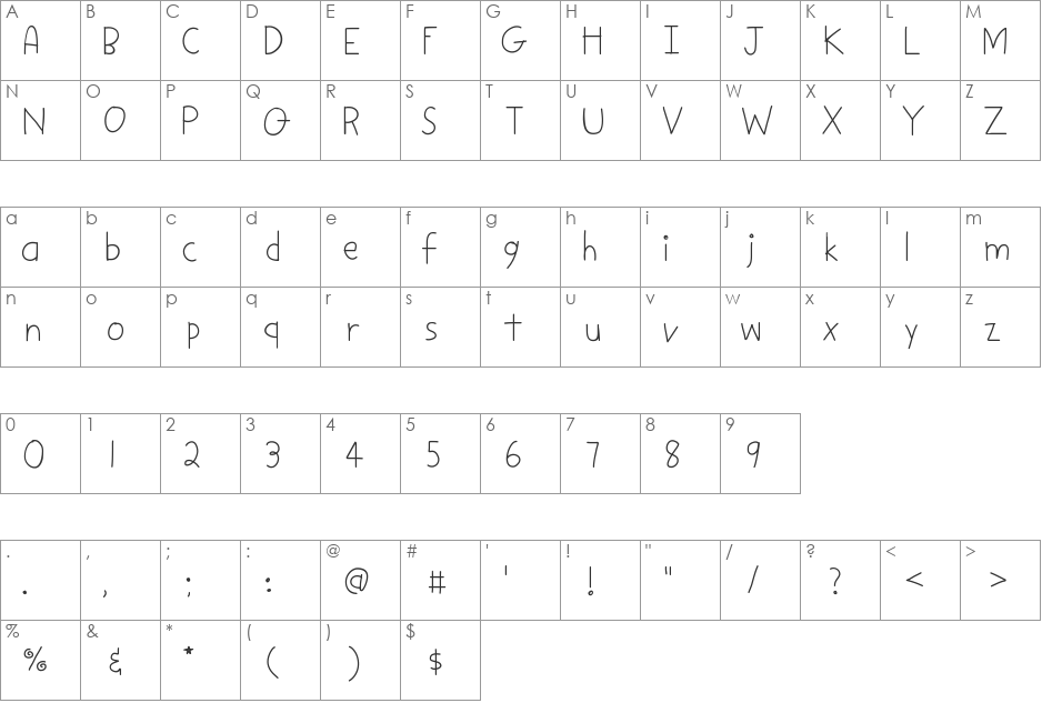 DPStick font character map preview