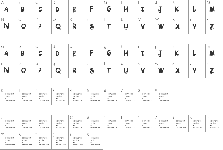 Dr Toboggan font character map preview