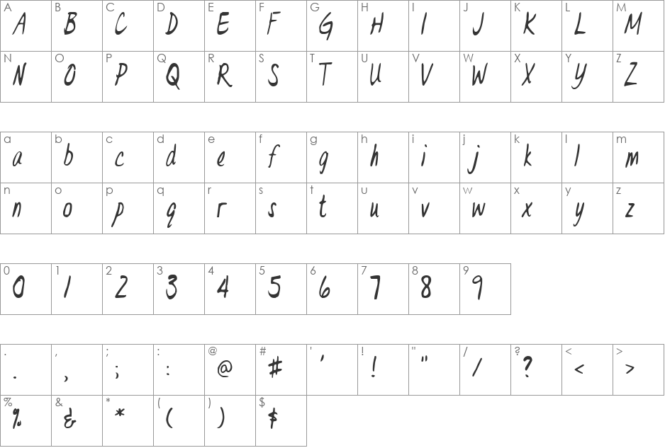 Dr. Eve L font character map preview