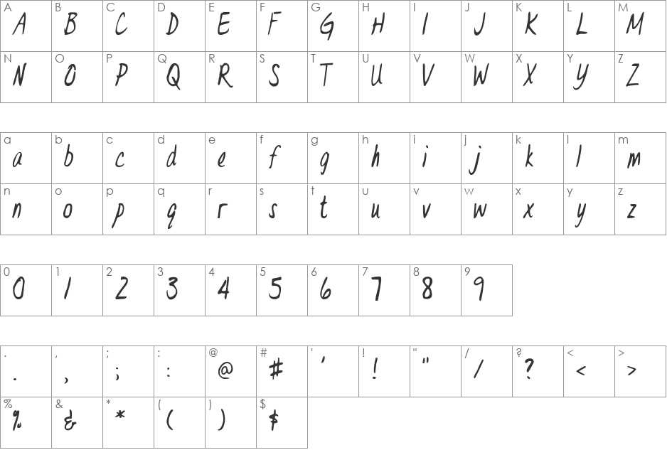 Dr. Eve L font character map preview
