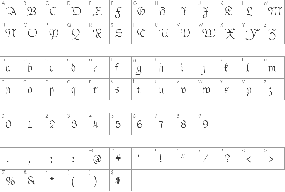 Drachenfels font character map preview