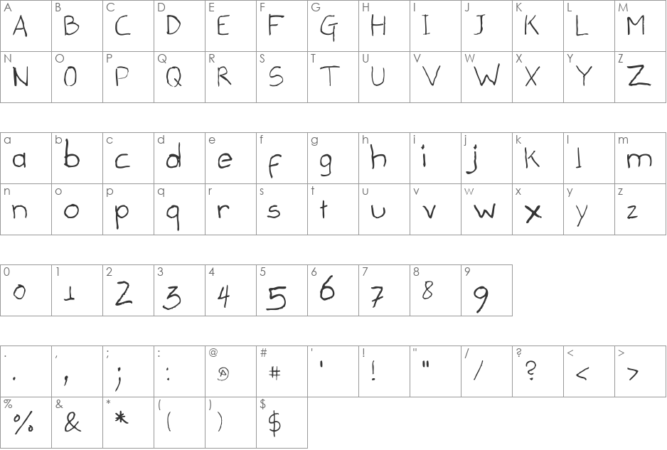 Draconian Mechanical Pencil font character map preview