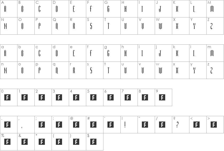 Dracool font character map preview